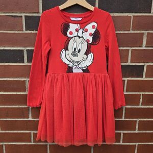 Disney Minnie Mouse Red Tulle Dress Size 6-7 Sparkly Lined Cotton